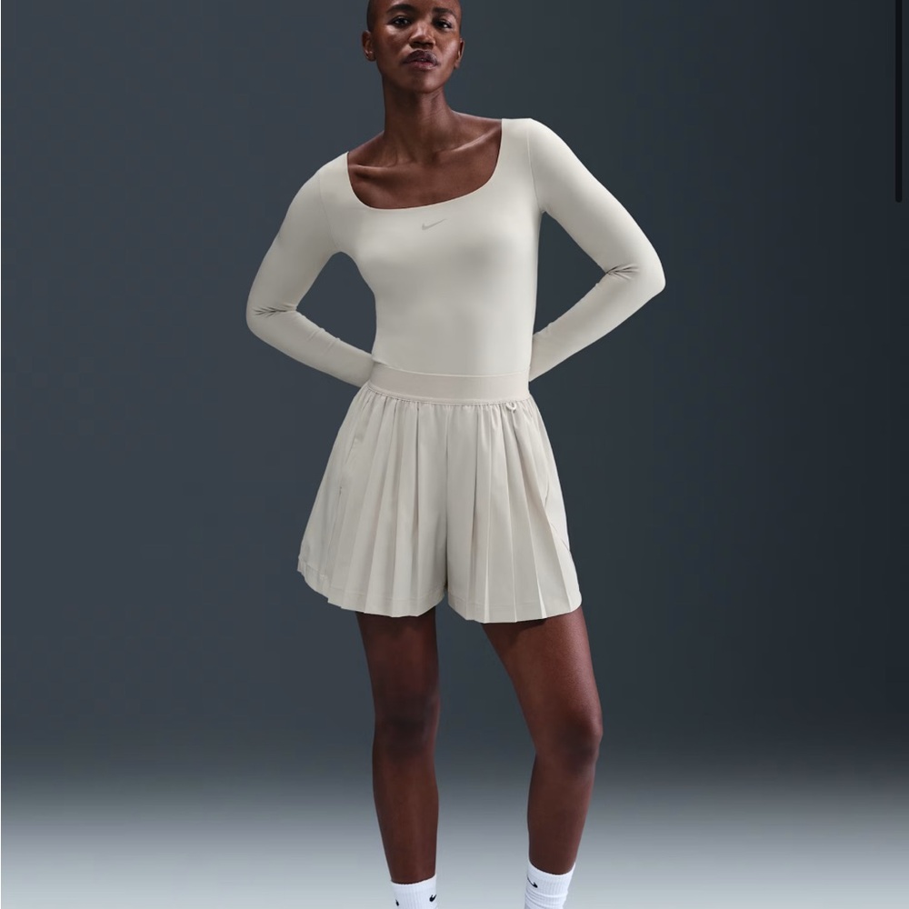 Nike White Pleated Athletic Shorts